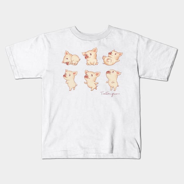 Cute Pigs Kids T-Shirt by sanogawa